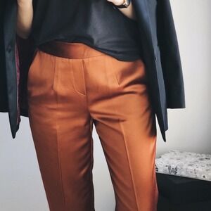 Satin Rust Copper Orange Crop Pants